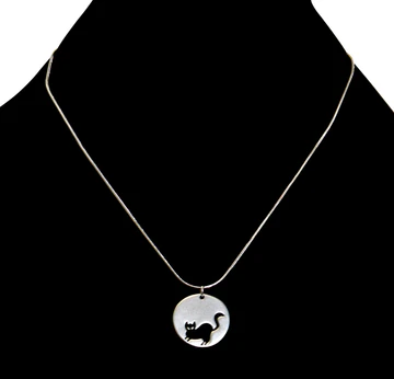 Black Cat Coin Necklace