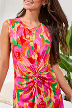Load image into Gallery viewer, Floral Sleeveless Scrunch Dress - Pink Glow (Tribal)
