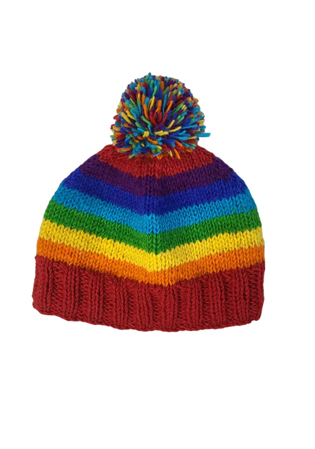 Rainbow Pom Pom Toque