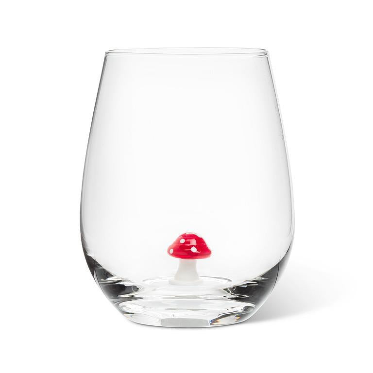 Mushroom Icon Stemless Wine Glass