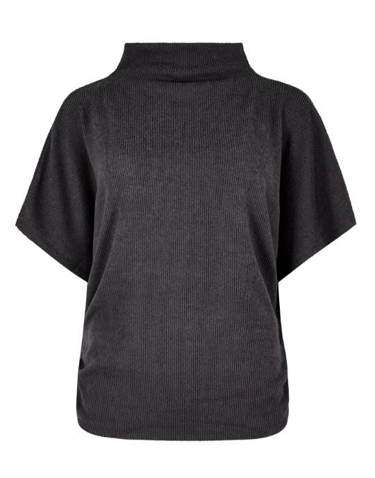 Soft Touch Side Ruche Top - Charcoal (Apricot)