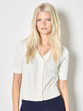 Load image into Gallery viewer, Square Stripe Cut Cardigan - White (Apricot
