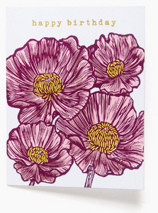 Shirley Poppies Linocut Birthday Card