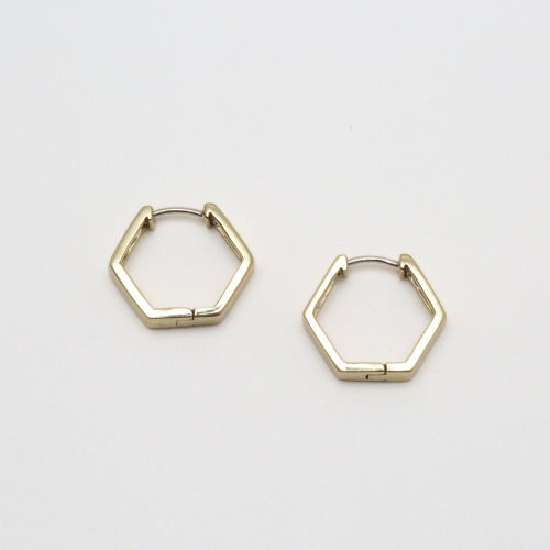 Essie Hexagonal Gold Electro -Plated Hoops (Bambu)