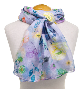 Insects & Flowers Scarf - Purple