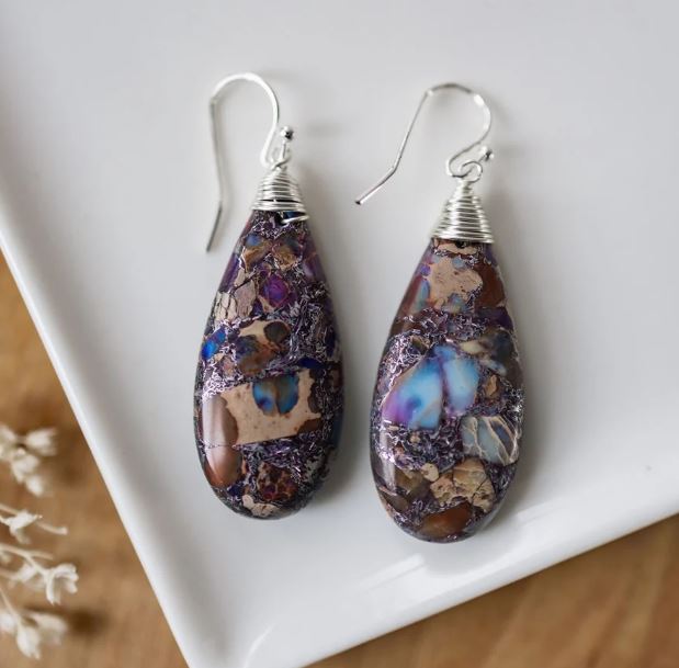 Cora Earrings Purple - Silver Plated