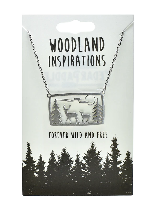 Deer Scene Necklace - Stainless Steel