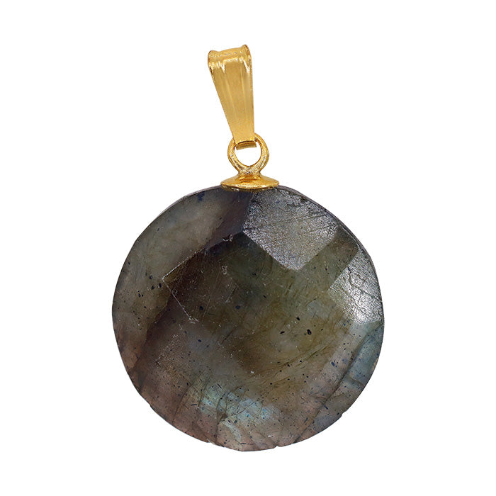 Labradorite Round Faceted Pendant Gold Fill