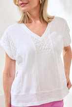 Load image into Gallery viewer, Cap Sleeve Knit V-Neck - White (Tribal)
