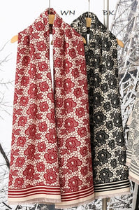 Soft Floral Lace Scarf - B/W