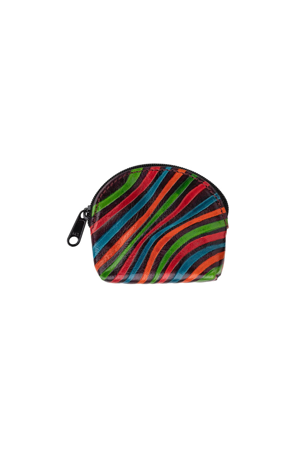 Leather Striped Mini Zip Pouch