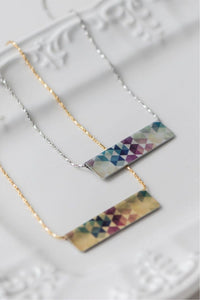 Vibrant Hex Bar Necklace - Gold