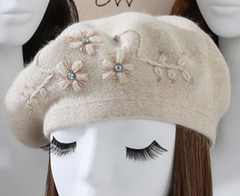 Flower Sparkle Beret - Cream
