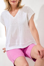 Load image into Gallery viewer, Cap Sleeve Knit V-Neck - White (Tribal)
