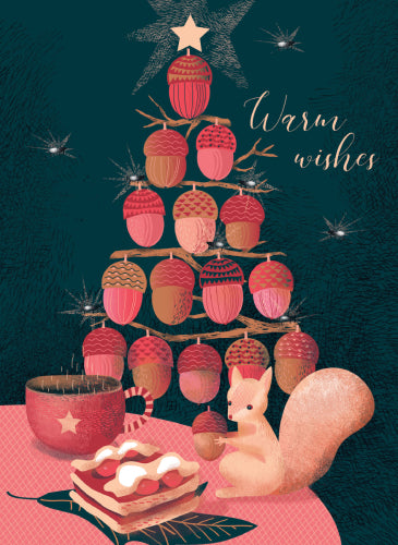 Squirrel Acorn Tree Holiday Card