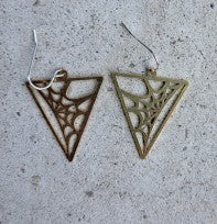 Brass Web Arrow Earrings (Torched)