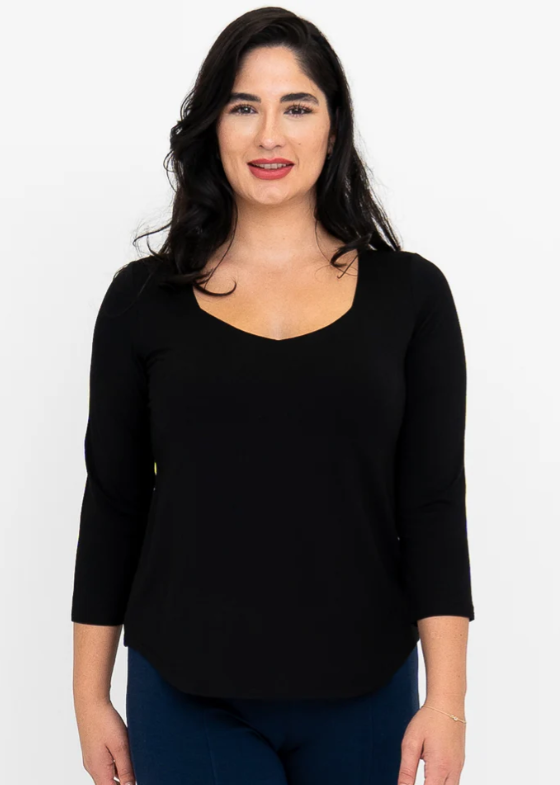 Ritzy 3/4 Sleeve Top - black (Blue Sky)