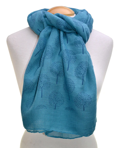 Tree Print Scarf - Deep Turquoise
