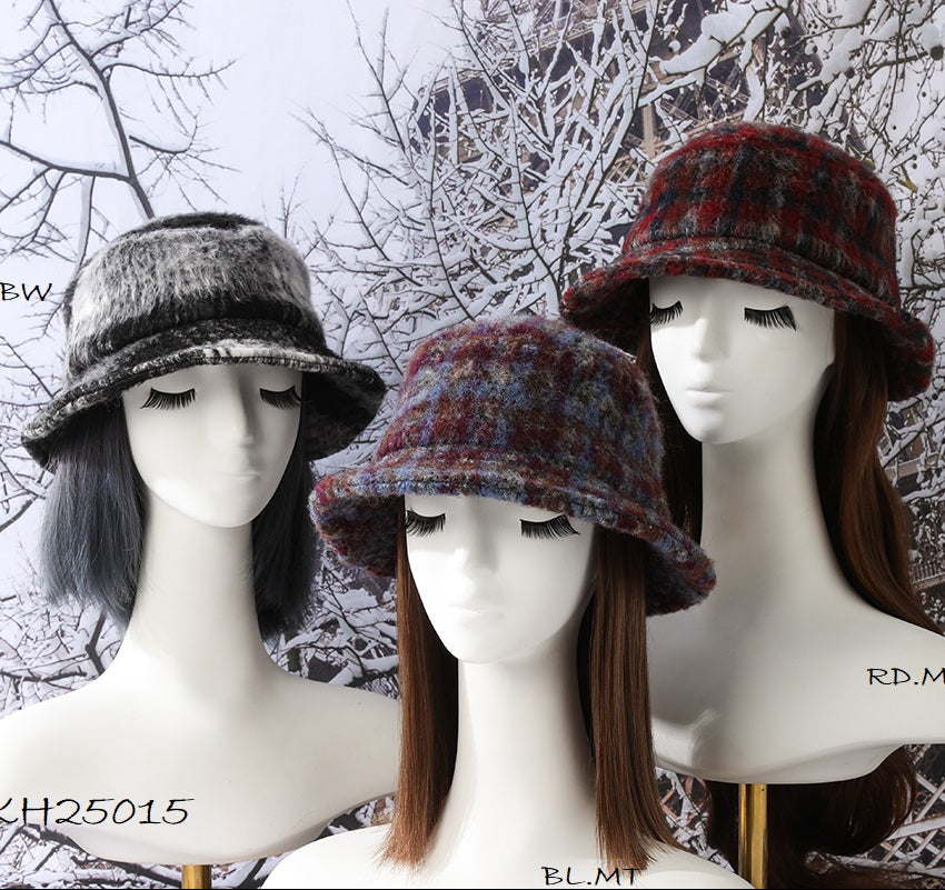 Fuzzy Plaid Bucket Hat