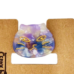 Cat Face Mini Hair Claw - Purple