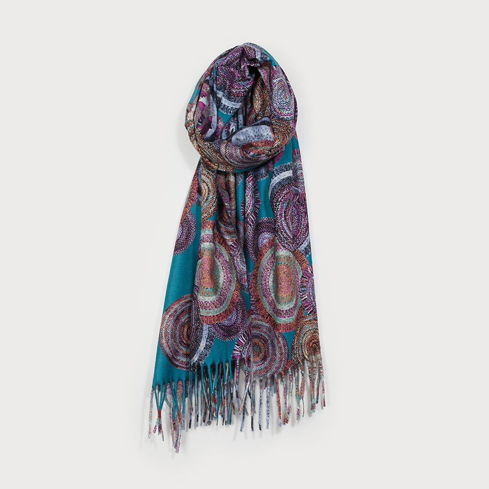 Softy Colourful Mandala Scarf - Turquoise (Caracol)