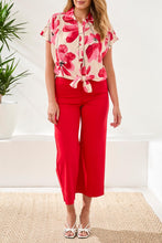 Load image into Gallery viewer, Tie Front Floral Shirt - Sangria (Tribal)
