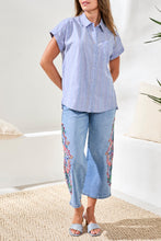 Load image into Gallery viewer, Colour Stitch Cap Sleeve Shirt - Multi Blue (Tribal)
