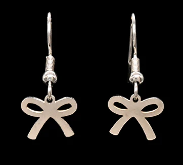Rounded Bow Earring - Silver Tone