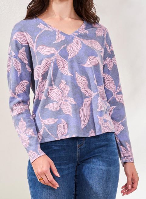 V-Neck w/ Side Slits - Lapis Blue (Tribal)
