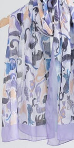 Lilac Lounging Cats Scarf