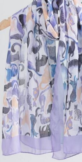 Lilac Lounging Cats Scarf