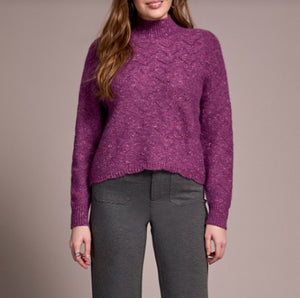 Scallop Trip Mock Neck Sweater - Dahlia (Tribal)