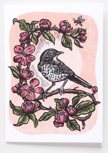 In the Orchard Linocut Art Card
