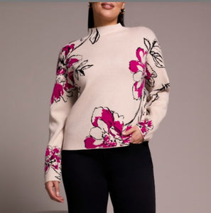 Funnel Neck Jacquard - Pink Flambe (Tribal)