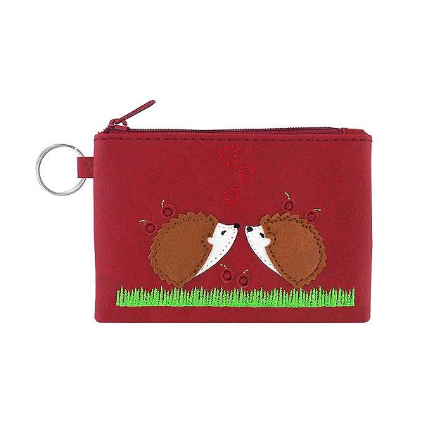 Hedgehog Applique Coin Purse - red