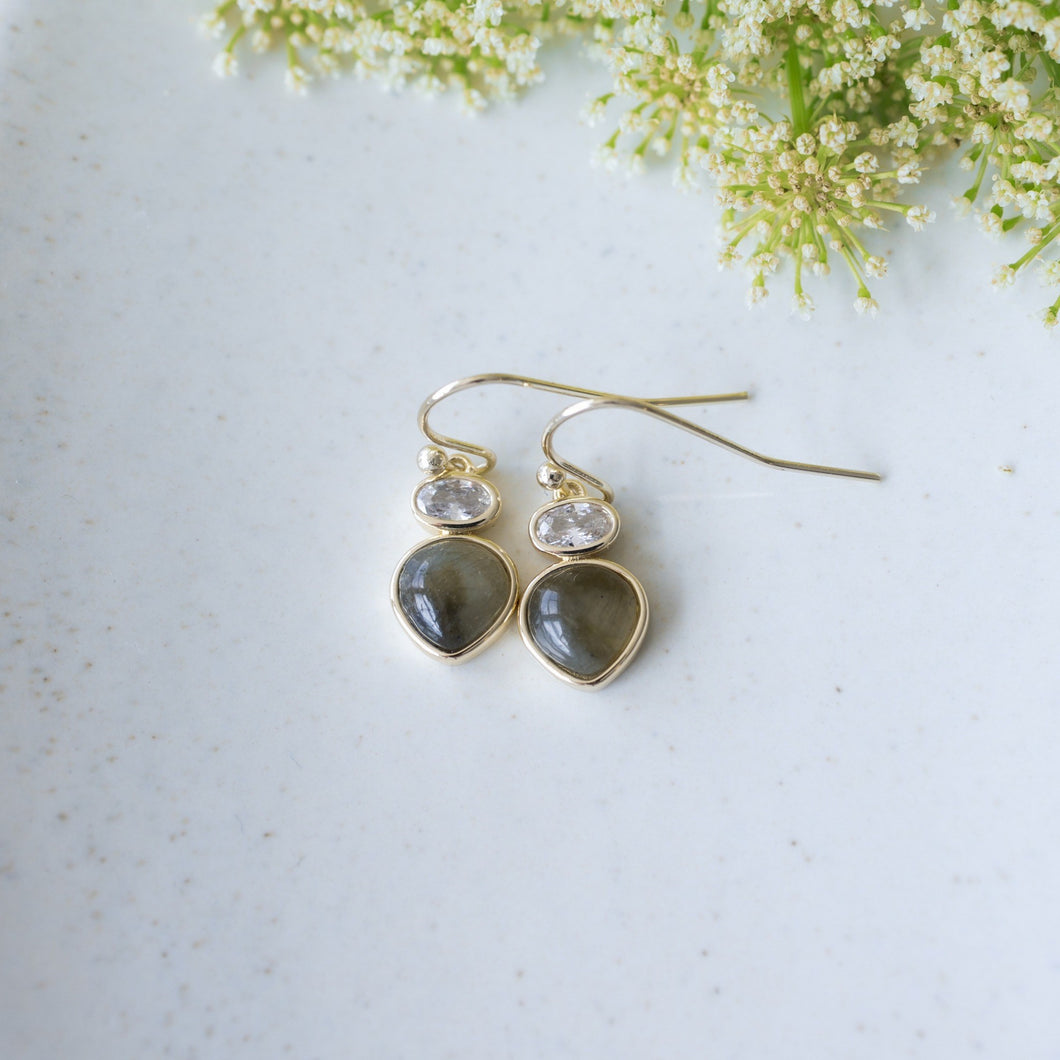 Tasia Earrings - Gold with Labradorite