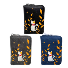 Load image into Gallery viewer, ESPE Moonlit Cat Zip Small Wallet - Blue
