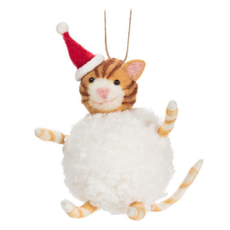 Snowball Cat Felt Ornament