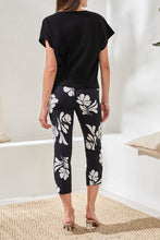 Load image into Gallery viewer, Textured Cotton Cap Sleeve Crew Neck Top - Black (Tribal)
