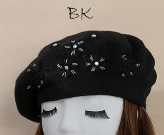 Flower Sparkle Beret - Black