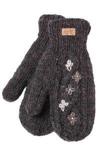 Azalea Mittens - Charcoal Grey