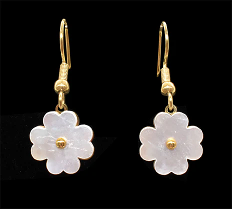 Abalone Flower Earring - Gold (Shagwear)