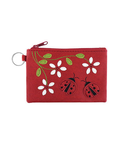 Ladybug Daisy Applique Pouch - Red
