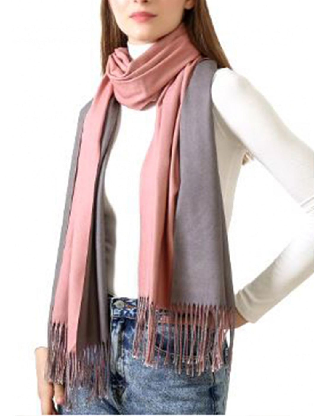 Two Tone Scarf - Dusty Purple/Rose