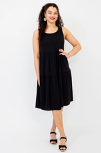 Load image into Gallery viewer, Juni Dress Linen Bamboo - Black (Blue Sky)
