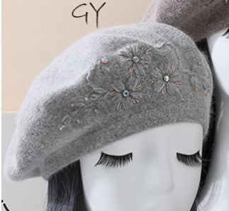 Flower Sparkle Beret - Grey