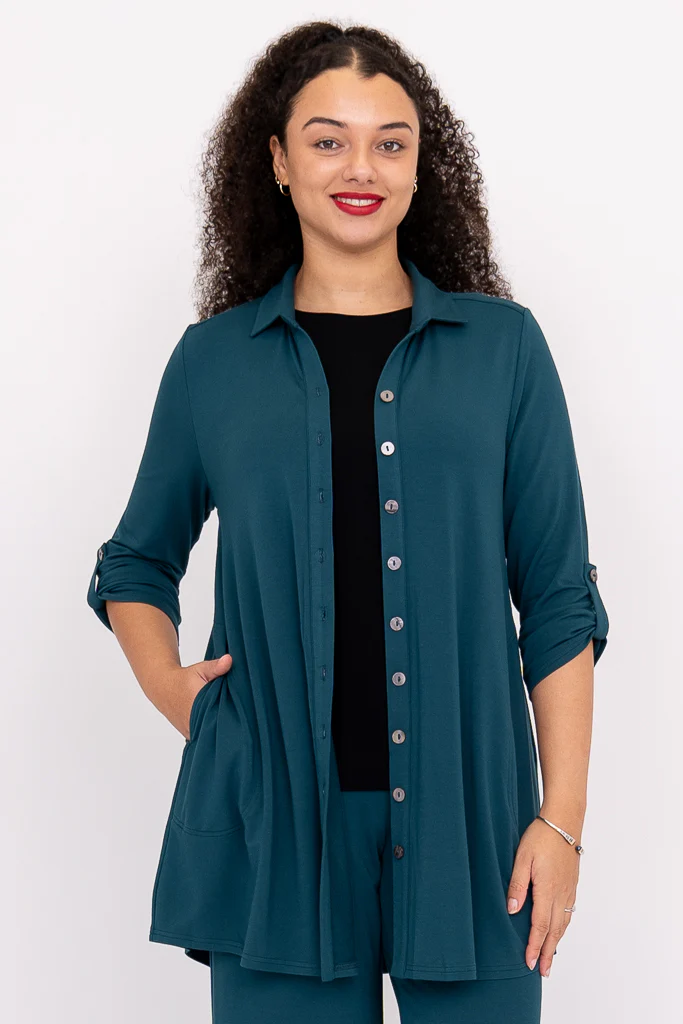 Michele Blouse French Terry - Teal (Blue Sky)
