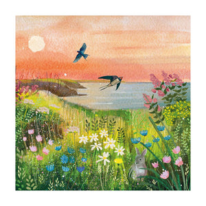 Sunset Swallows Blank Card