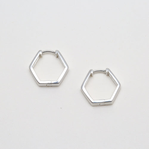 Essie Hexagonal Silver -Plated Hoops (Bambu)