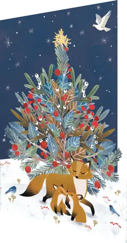 Laser Cut Foxes Holiday Card